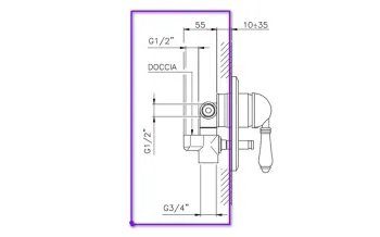 Встраиваемая часть Nicolazzi  для душа с переключателем 4060