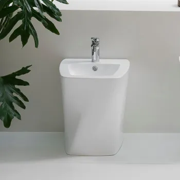 Биде напольное приставное Azzurra Hera 57х38х42, с 1 отв под смеситель, с крепежом, белый HEBIT000000MBI*1