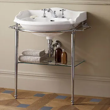 Консоль Devon&Devon Boston 81х88х50 с полотенцедержателями и стеклянной полочкой под раковину oxford хром DEBOSTONCR