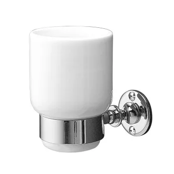 Стакан подвесной керамический белый с держателем Devon&Devon First Class хром DD33070CR