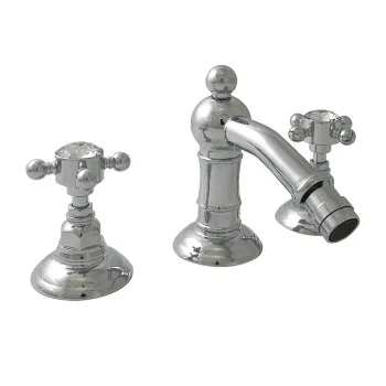 Смеситель для биде Nicolazzi Half Dome Crystal на 3 отверствия с донным клапаном, излив: 127 мм, хром 1415CR93