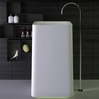 Раковина свободностоящая Knief Shine 53х43х90 с выпуском в пол, с LED подсветкой, белый матовый 0600-042-01 bi matt