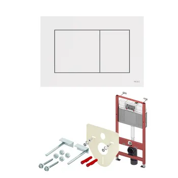 Инсталляция TECEBase, шпильки к стене, звукоизоляция 9200010 и клавиша Now 9240417 белый матовый