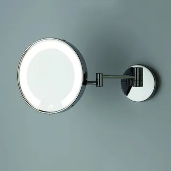 Настенное увеличительное зеркало с двойным поворотным кронштейном Bertocci 3X со светодиодной подсветкой и сенсорным выключателем, золото 18862265000