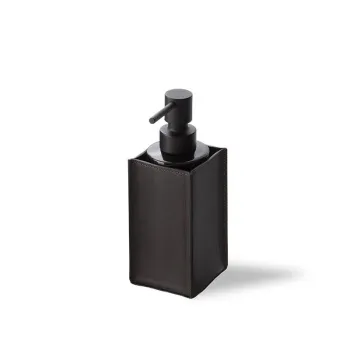 Дозатор для мыла Decor Walther NAPPA SSP натуральная кожа черно-коричневый/стеклянная бутылка черный/помпа черный матовый 939090