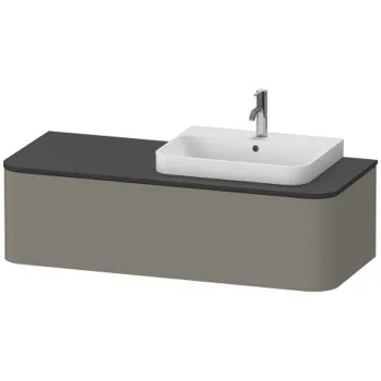 Duravit Happy D.2 Plus Столешница 16x1300x550мм для тумбы #HP4932, HP4942, HP4952 ,HP4962, HP4972 с вырезом под 1 раковину DX, цвет: graphite supermat