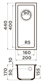 Мойка Omoikiri Bosen 20 U Wh 200 440 160 400 170 30 Tetogranit 10 4993156