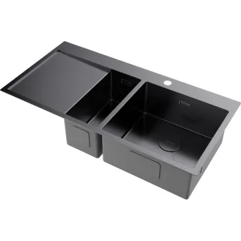 Мойка кухонная Omoikiri Akisame 100-2-GM-R вороненая сталь 4973104