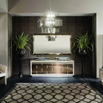 Зеркало Vitage Milldue Edition Ritz LOSANNA 2070х1080х50, с светодиодной подсветкой, рама полированная сталь, отделка Golden crash, 3472.76.STEEL