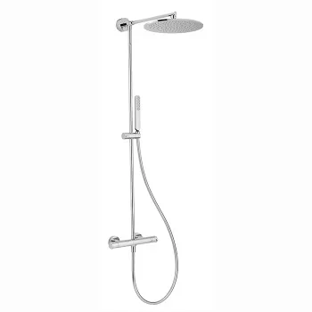 Душевая стойка с термостатическим смесителем Cisal Lineaviva с верхним душем 300 мм., держателем, ручным душем и шлангом 1500 мм., хром LVC7803021