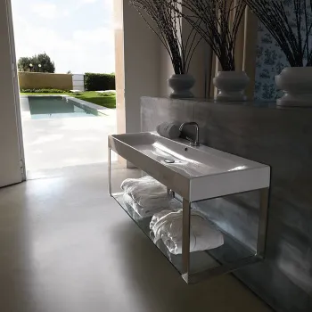 Металлическая структура подвесная со стеклянной полкой Kerasan Cento 120x45, хром, упаковка-2 коробки 9127K1cr