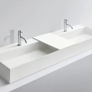 Раковина Milldue MAN 126 накладная из CRISTALPLANT ,126,5х47,2, с 2 отв для смесителя, белый матовый 2467*2 Bianco Opaco