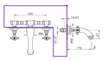 Встраиваемая часть Nicolazzi  для смесителя со стены C2177DX