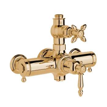 Термостатический смеситель Nicolazzi Termostatico вывод сверху 3/4, gold 24k 4917GO36