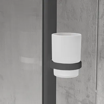 Стакан с креплением на профиль Novellini Edge, черный матовый R90AGEBIP-H