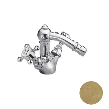 Смеситель для биде Nicolazzi Half Dome с 2мя ручками, на 1 отв., с донным клапаном, излив 127мм, ottone grezzo живой 1434OG70