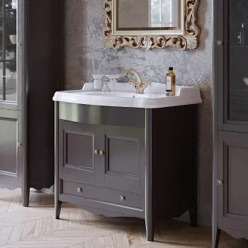 Тумба с раковиной Tw Veronica Simas AR864bix1 90x56, с 1отв., 2 распашные дверки+1 выдв.ящик, доводч. Blum, ручки Riflesso бронза, gridgio VER3090-G+AR864bi*1 комплект