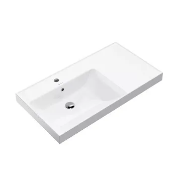 Раковина CUBO левая мебельная Kerama Marazzi 90 5x48,5x35см с 1 отв. под смеситель, с переливом, белый глянцевый CU.wb.90Lh