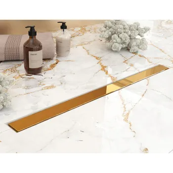 Трап душевой Plumberia Selection PS MODULAR 4x80 2устор. накладка из нерж.стали, комбинир.затвор с горизонт. Выпуском Ду 50мм,40л/мин, золото 24К, PSM80OR