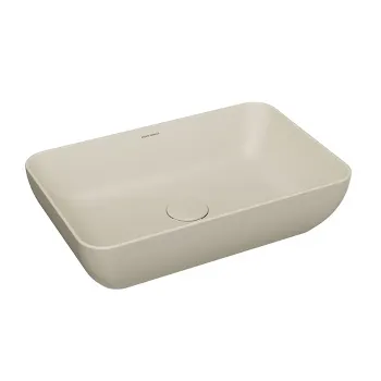 Раковина PLAZA накладная Kerama Marazzi 55x36x13 5, без отв. под смеситель, без перелива, песочная матовая PLR.wb.55\SAN