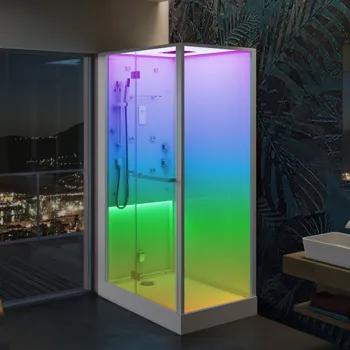 Душевая кабина с хамамом Jacuzzi Bali 120x80xh220см установка в любой угол, с хромотерапией, аудио, 4г/м форсунки, 2,56кВт бел/хром BAL12230120