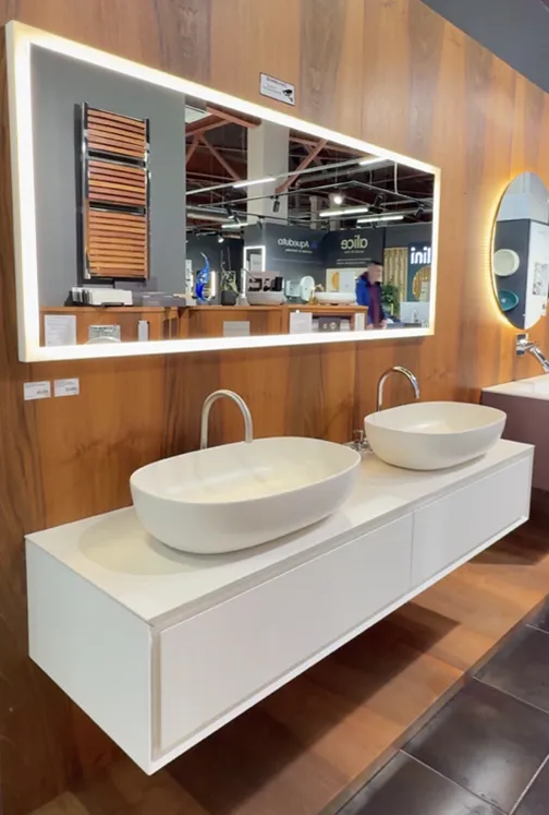 Столешница с раковиной и тумбой White Matt