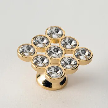Ручка-кнопка для мебели Eban Strass Swarovski*9, золото+swarovski FACSTPO09OR
