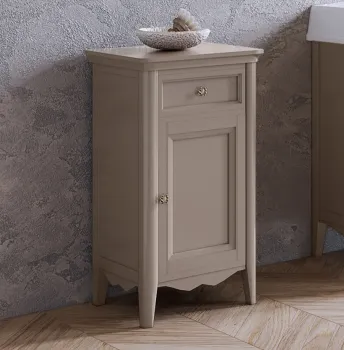 Тумба под раковину Tw Veronica 50.2/45x40/37.4xh86.7, 1 распашная дверка 1 выдвижной ящик, доводчики Blum, петли справа-DX,, tortora, ручки riflesso VER2150D-T