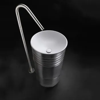 Раковина свободностоящая Kerasan Artwork Barrel d 45,H 90 слив в стену, белый-серебро 474386