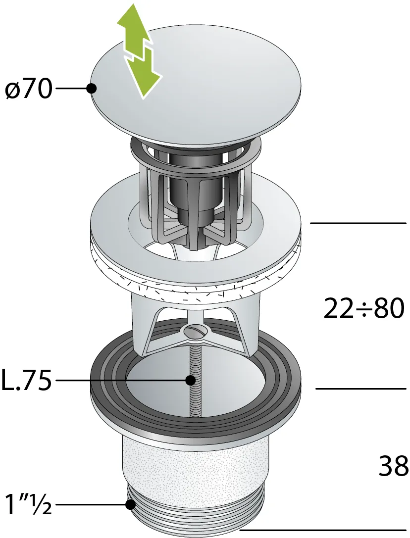 Донный клапан для для ванны OMP Tea Clicker 8334.060.6.XD белый