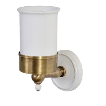 Стаканчик Devon&Devon Dorothy керамика белая для з/щеток настенный держатель бронза/белый DOR403BR