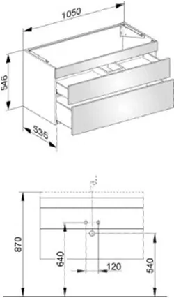 Тумба с раковиной  Keuco Edition 400 1050 546 535 2 Push To Open 1 1 4 32