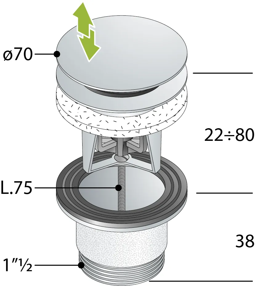 Донный клапан для для ванны OMP Tea Clicker 8334.060.6.XD белый