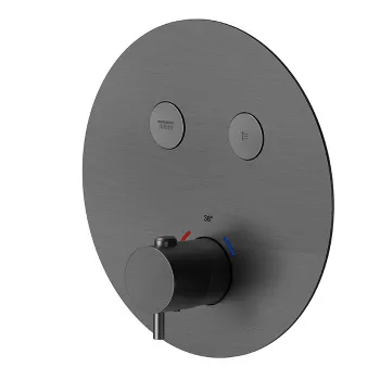 Смеситель для душа термостат Newform X-steel 316 на 2 источника, переключение - кнопки, для 27751, PVD Brushed gun metal 70426EX.59.064