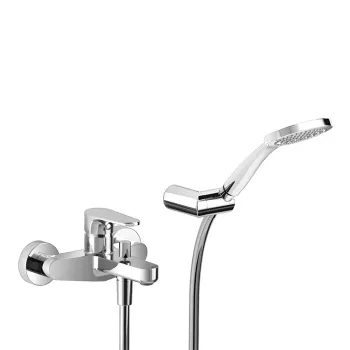Смеситель для ванны Cisal Alma настенный, с ручной лейкой, держателем и шлангом, хром A300012021