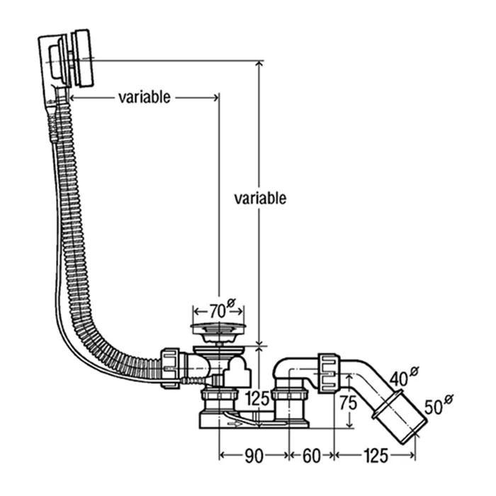 Слив-перелив Viega Simplex стандартный полуавтомат, накладка хром 285357