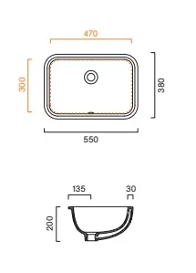 Раковина 55×38 Catalano Italy встраиваемая Bianco lucido 0727550001