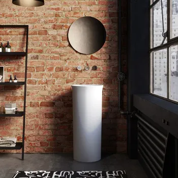 Раковина свободностоящая Kerasan The New Yorker D400xH890, слив в стену, сливная крышка, крепеж, белый матовый 564530