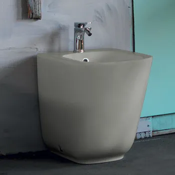 Биде напольное пристенное Kerasan Tribeca 55, с 1 отв под смеситель, c креплением WB5N, Grigio matt 512059 Grigio matt