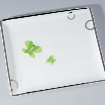 Поднос керамический THG Capucine Vert Decor Platine A7E-A02-4614 белый