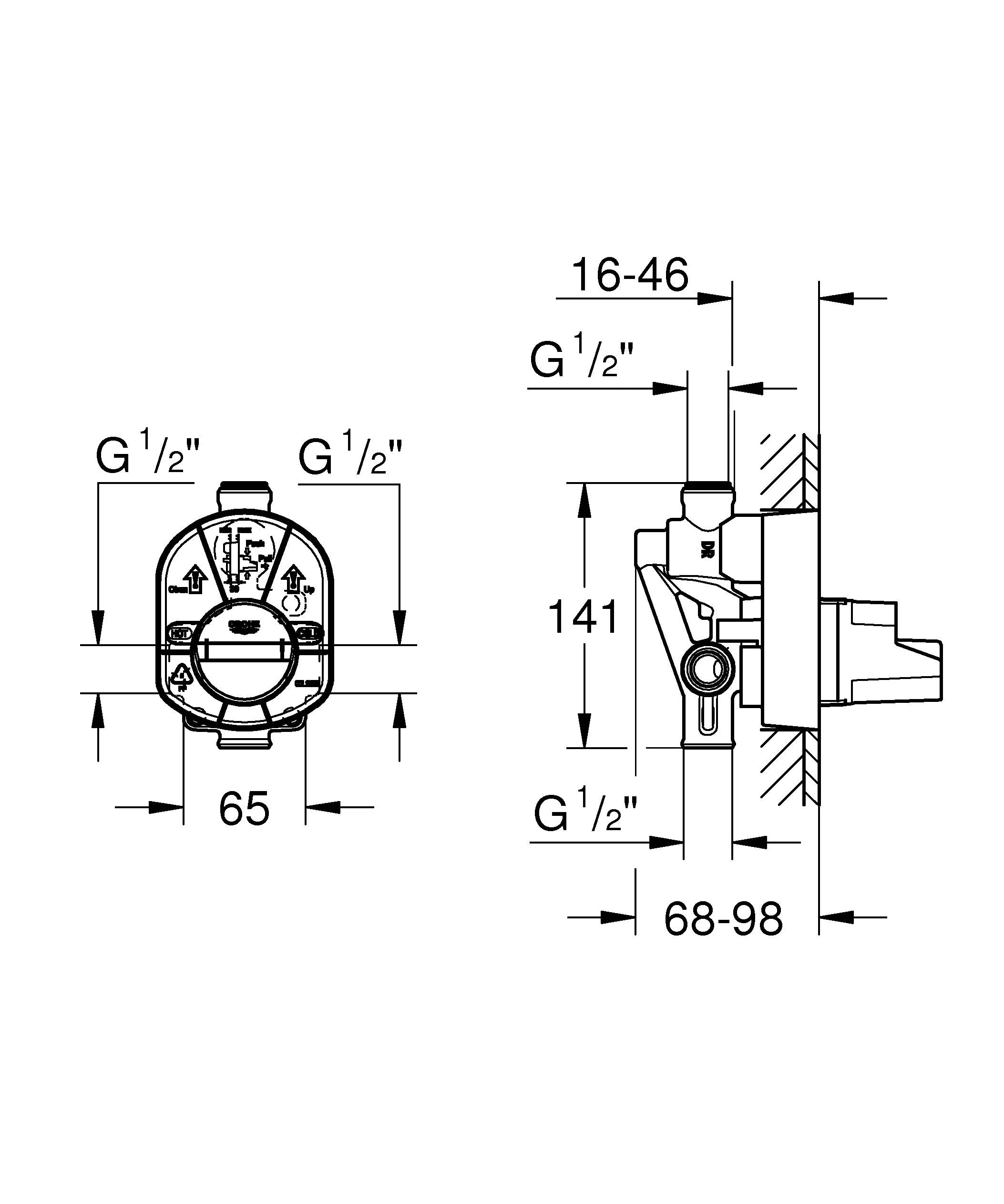 Встраиваемая часть смесителя GROHE, однорычажный 33961000