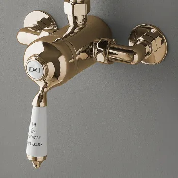 Смеситель универсальный Devon&Devon с ручкой белой золото светлое MARD72