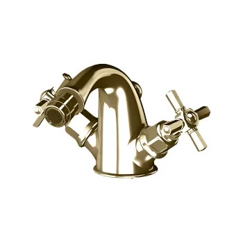 Смеситель для биде Gattoni Trd на 1 отверстие, ручки Paris, высота излива 81,3, с донным клапаном, золото 24к TR370/18D0