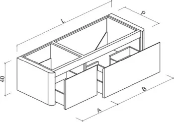 Тумба под раковину Brenta Verso 110 см подвесной глянцевый 2 ящика (VS030.110.70.49.G.R)