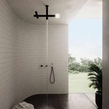 Верхний душ Antonio Lupi Apollo 45, с LED подсветкой, потолочный монтаж, с 2 изливами, черный матовый А0002462658