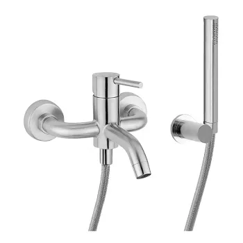 Смеситель для ванны Cisal Xion настенный, с ручной лейкой, держателем и шлангом 150 см, нержавеющая сталь XI000124D1