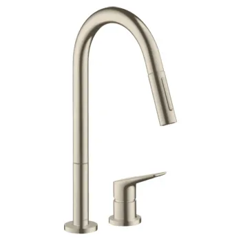 Axor Citterio M Смеситель для кухни 220, на 2 отв., с вытяжным изилвом, цвет: шлифованный никель 348