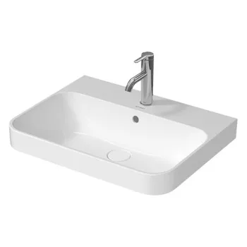 Duravit Happy D.2 Plus Раковина 600х460мм с переливом, 1 отв под смес, с креплением,  выпуск с керам. покрытием цвет белый