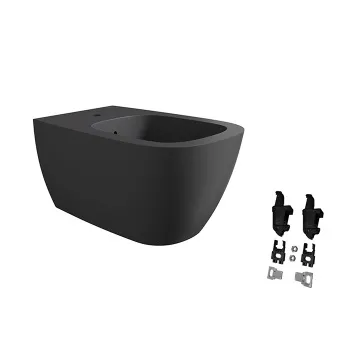 Биде подвесное Alice Wunder 53х31, с набором для крепления, чёрный матовый, 45010108SET