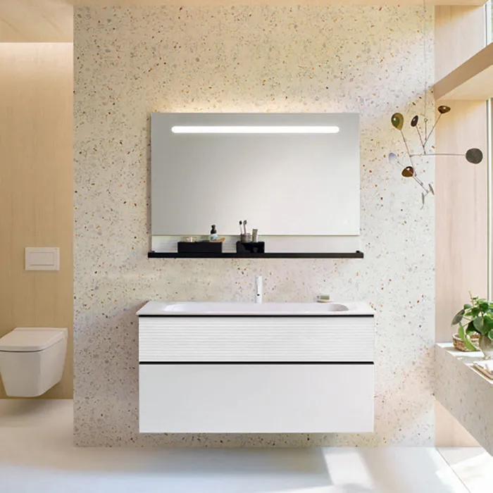 Burgbad Fiumo Комплект подвесной мебели 122х49х61см, с раковиной на 1 отв., ручки черные матовые, цв